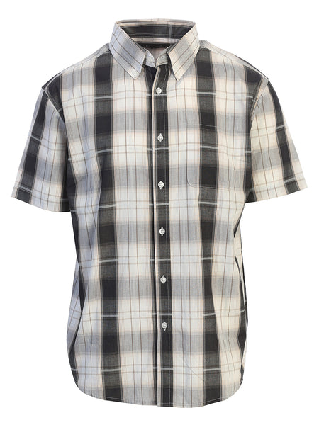 Mens Casual Plaid Short Sleeve Button Down Shirt