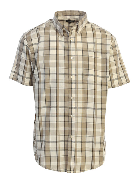 Mens Casual Plaid Short Sleeve Button Down Shirt