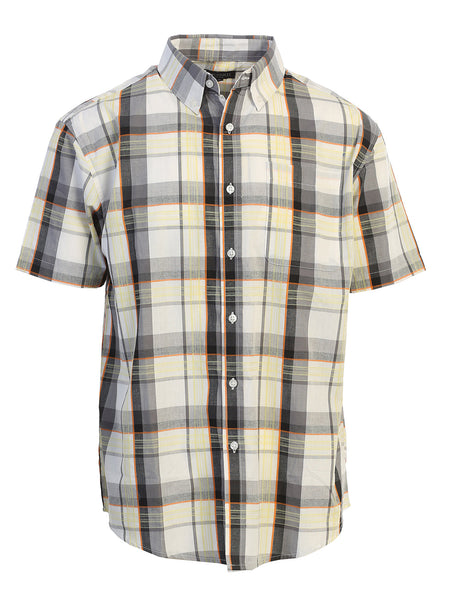 Mens Casual Plaid Short Sleeve Button Down Shirt
