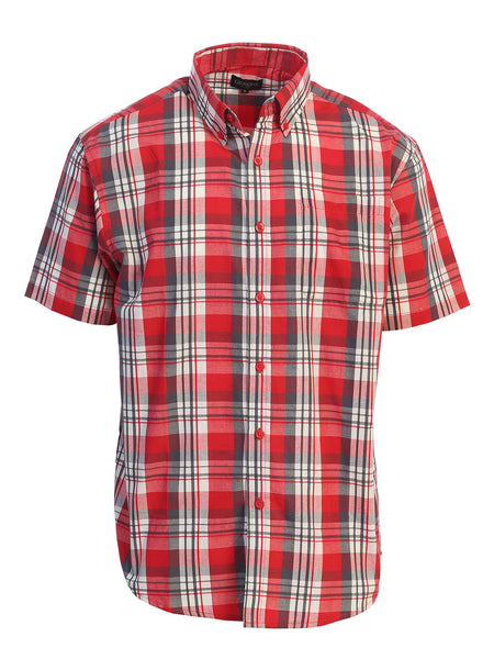 Mens Casual Plaid Short Sleeve Button Down Shirt