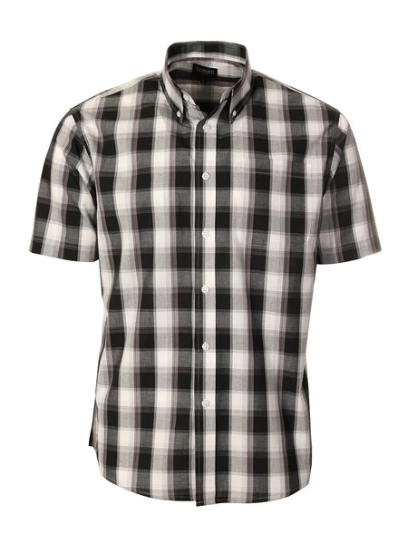 Mens Casual Plaid Short Sleeve Button Down Shirt