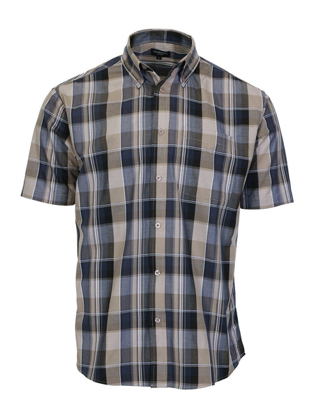 Mens Casual Plaid Short Sleeve Button Down Shirt