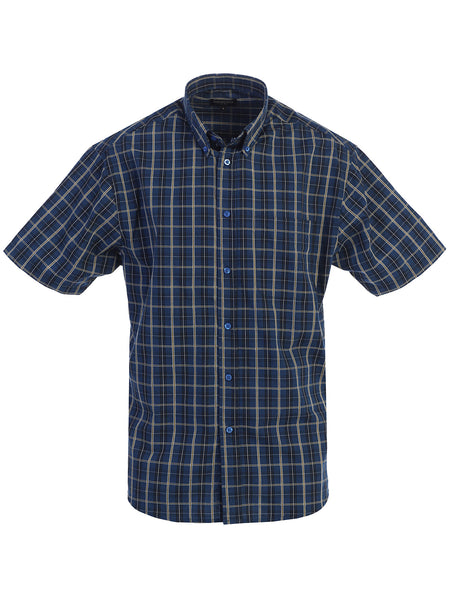 Mens Casual Plaid Short Sleeve Button Down Shirt