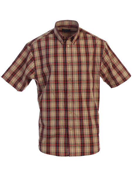Mens Casual Plaid Short Sleeve Button Down Shirt