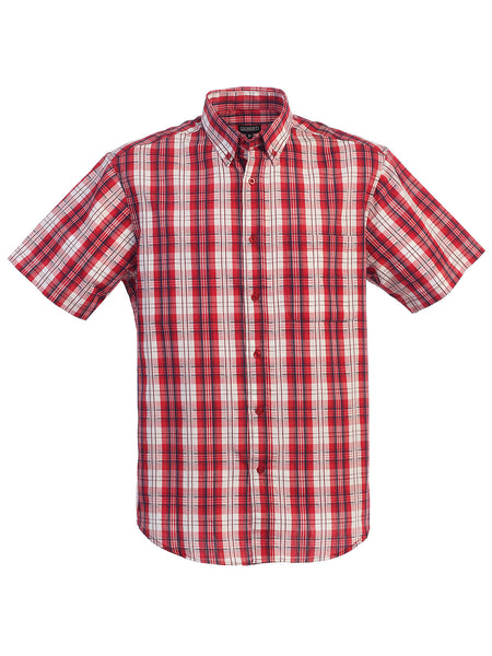 Mens Casual Plaid Short Sleeve Button Down Shirt