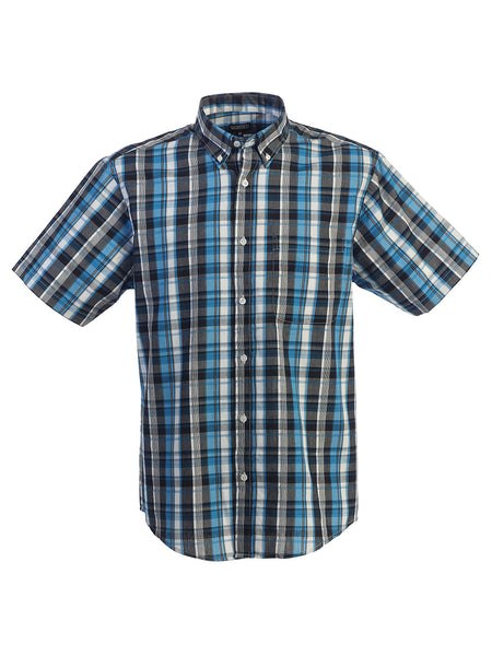 Mens Casual Plaid Short Sleeve Button Down Shirt