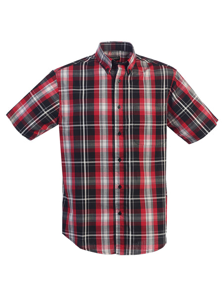 Mens Casual Plaid Short Sleeve Button Down Shirt