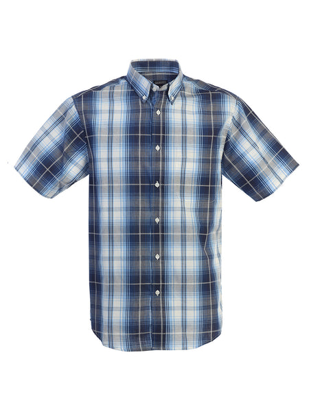 Mens Casual Plaid Short Sleeve Button Down Shirt