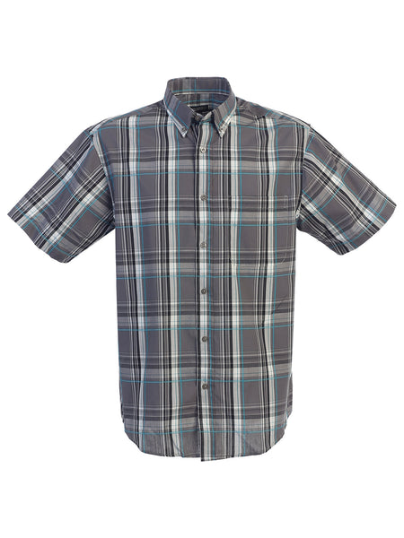 Mens Casual Plaid Short Sleeve Button Down Shirt