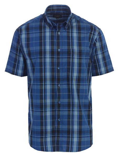 Mens Casual Plaid Short Sleeve Button Down Shirt