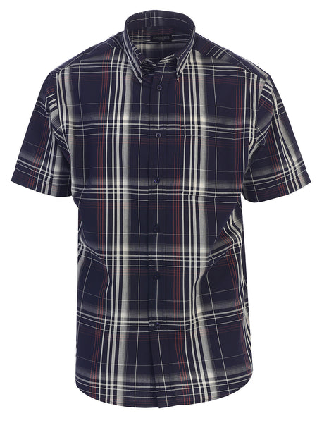 Mens Casual Plaid Short Sleeve Button Down Shirt