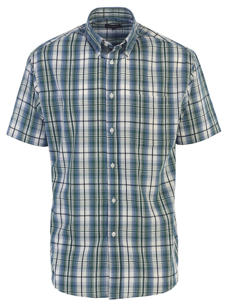 Mens Casual Plaid Short Sleeve Button Down Shirt