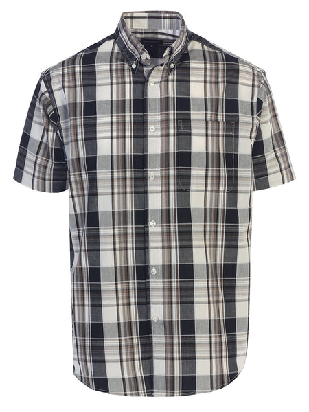 Mens Casual Plaid Short Sleeve Button Down Shirt