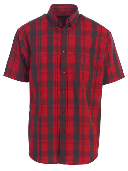 Mens Casual Plaid Short Sleeve Button Down Shirt