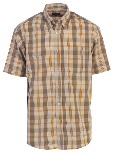 Mens Casual Plaid Short Sleeve Button Down Shirt