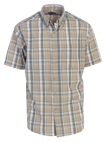 Mens Casual Plaid Short Sleeve Button Down Shirt