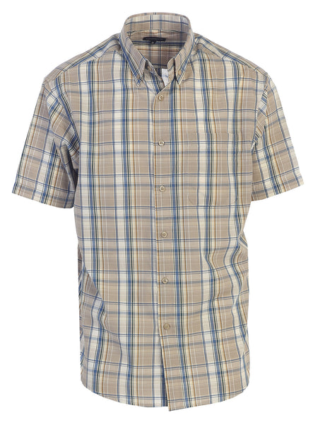 Mens Casual Plaid Short Sleeve Button Down Shirt