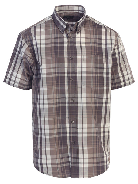 Mens Casual Plaid Short Sleeve Button Down Shirt