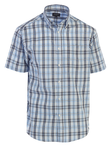 Mens Casual Plaid Short Sleeve Button Down Shirt