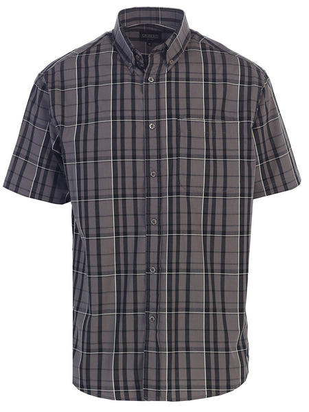 Mens Casual Plaid Short Sleeve Button Down Shirt