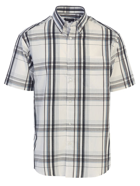 Mens Casual Plaid Short Sleeve Button Down Shirt