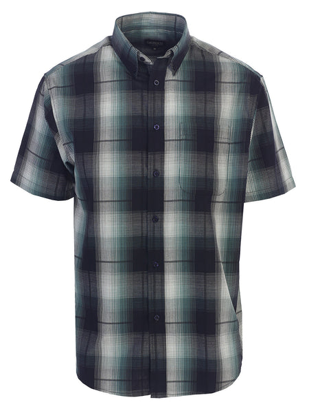 Mens Casual Plaid Short Sleeve Button Down Shirt