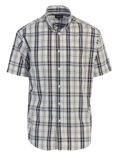 Mens Casual Plaid Short Sleeve Button Down Shirt