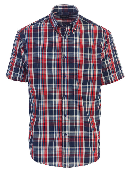 Mens Casual Plaid Short Sleeve Button Down Shirt