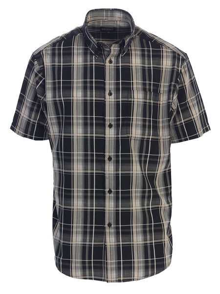 Mens Casual Plaid Short Sleeve Button Down Shirt