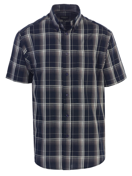 Mens Casual Plaid Short Sleeve Button Down Shirt