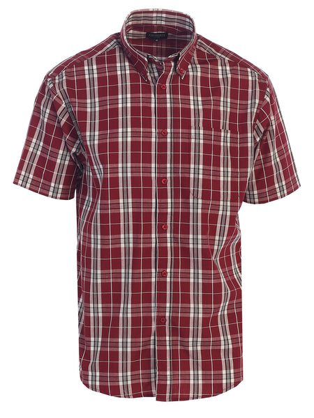 Mens Casual Plaid Short Sleeve Button Down Shirt
