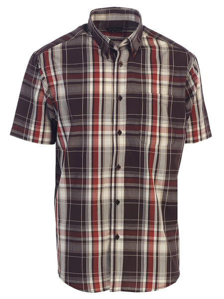 Mens Casual Plaid Short Sleeve Button Down Shirt