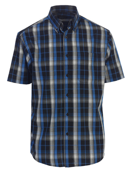 Mens Casual Plaid Short Sleeve Button Down Shirt