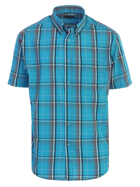 Mens Casual Plaid Short Sleeve Button Down Shirt