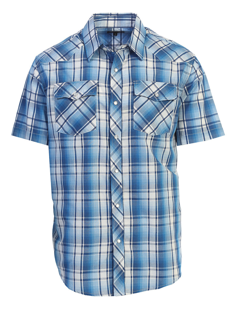 Men's Plaid Western Shirt, 4XL Front view