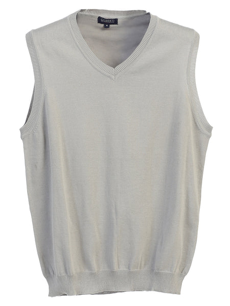 Mens V Neck Cotton Solid Sweater Vest