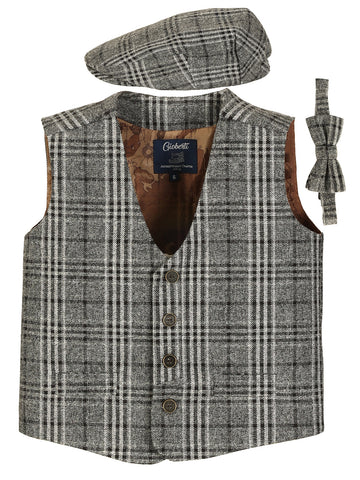 Boy's Tweed Plaid Vest