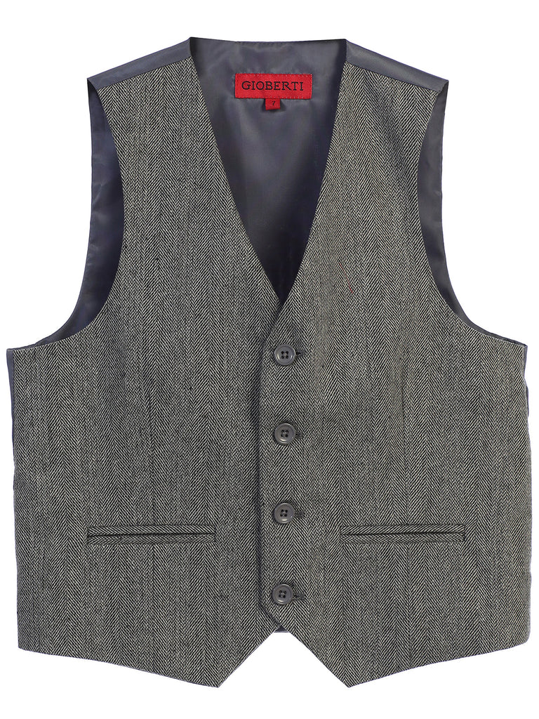 Boy's Tweed Herringbone Vest front