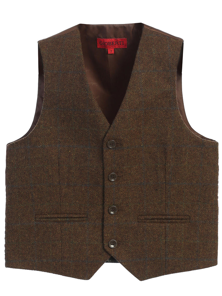 Boy's Tweed Graph Vest front