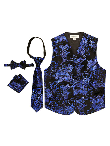 Boy's formal metallic paisley vest set