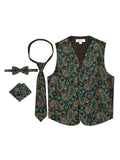Boy's formal metallic paisley vest set