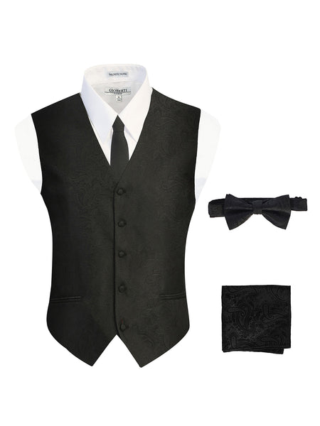 Men's 4 pc Paisley Vest Set