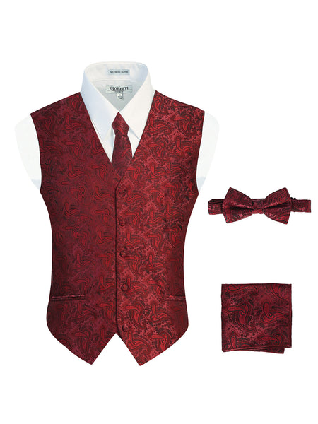 Men's 4 pc Paisley Vest Set