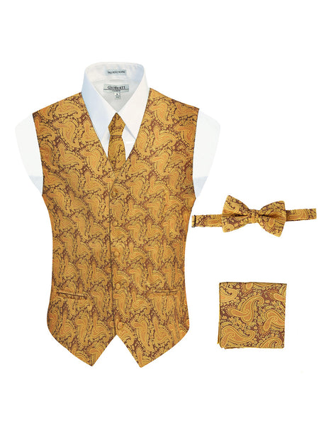 Men's 4 pc Paisley Vest Set