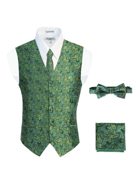 Men's 4 pc Paisley Vest Set
