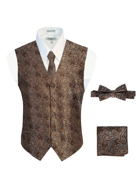 Men's 4 pc Paisley Vest Set