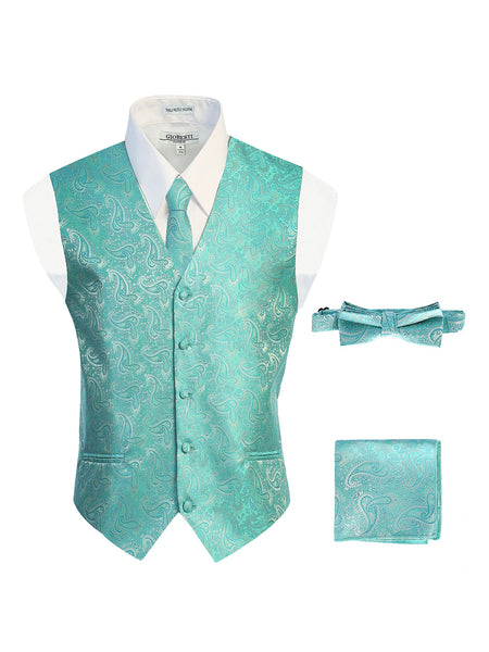 Men's 4 pc Paisley Vest Set