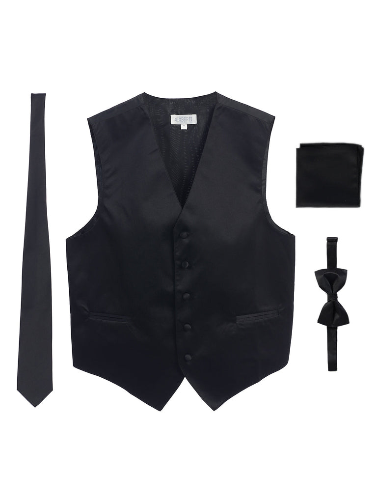 Men's 4 pc Formal Vest Set Mens 4 piece formal vest bow tie, tie pocket square set