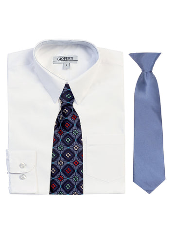 Boy's Dress Shirt w/ Design Tie Set