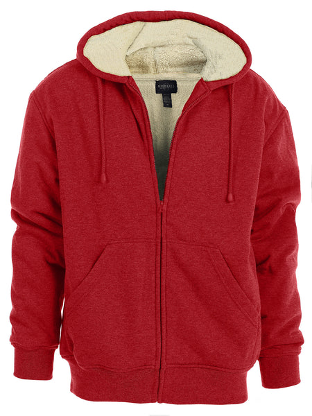 mens sherpa lined fleece hoodie jacket